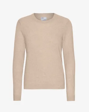 Women Light Merino Wool Crew - Ivory White