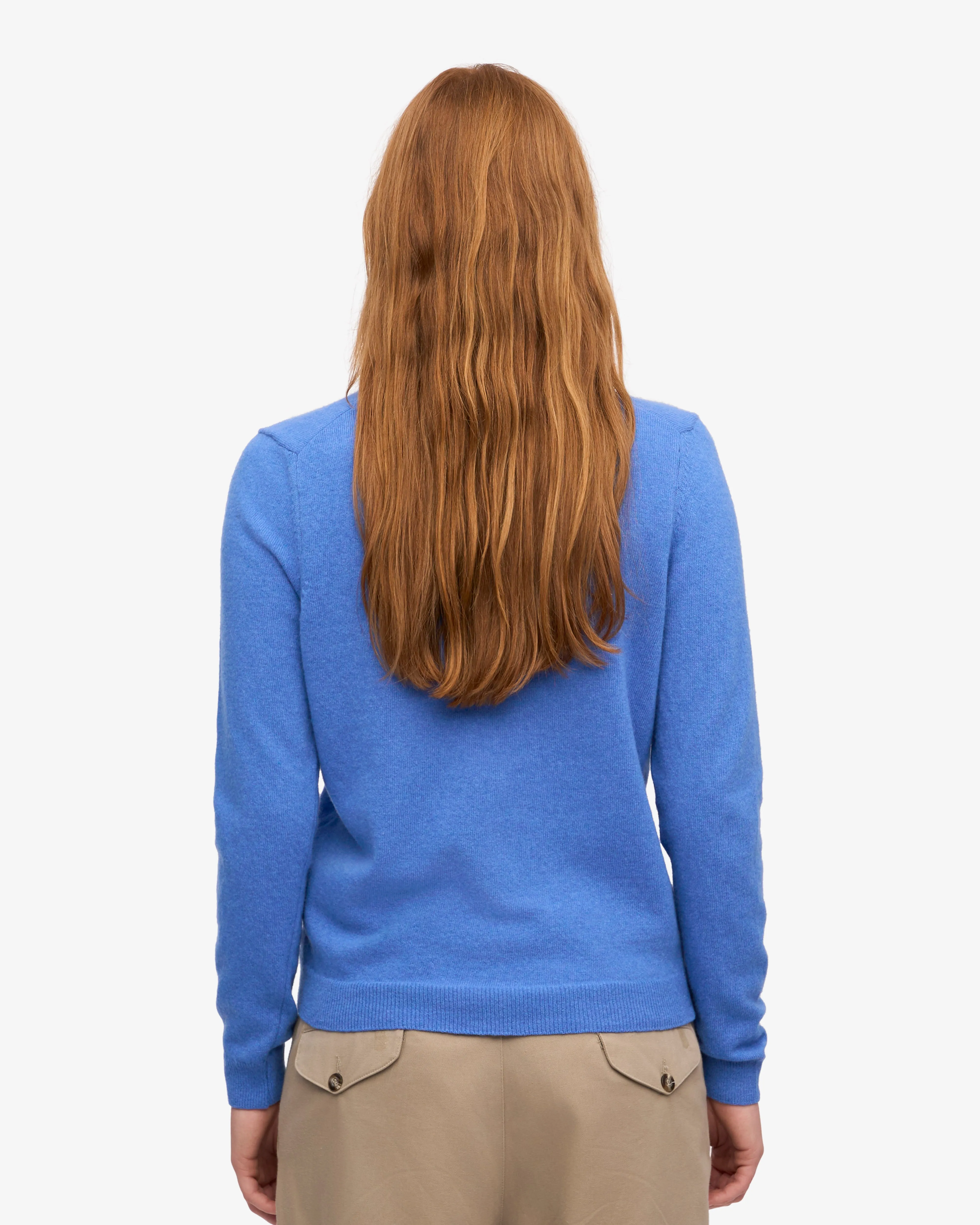 Women Light Merino Wool Crew - Pacific Blue