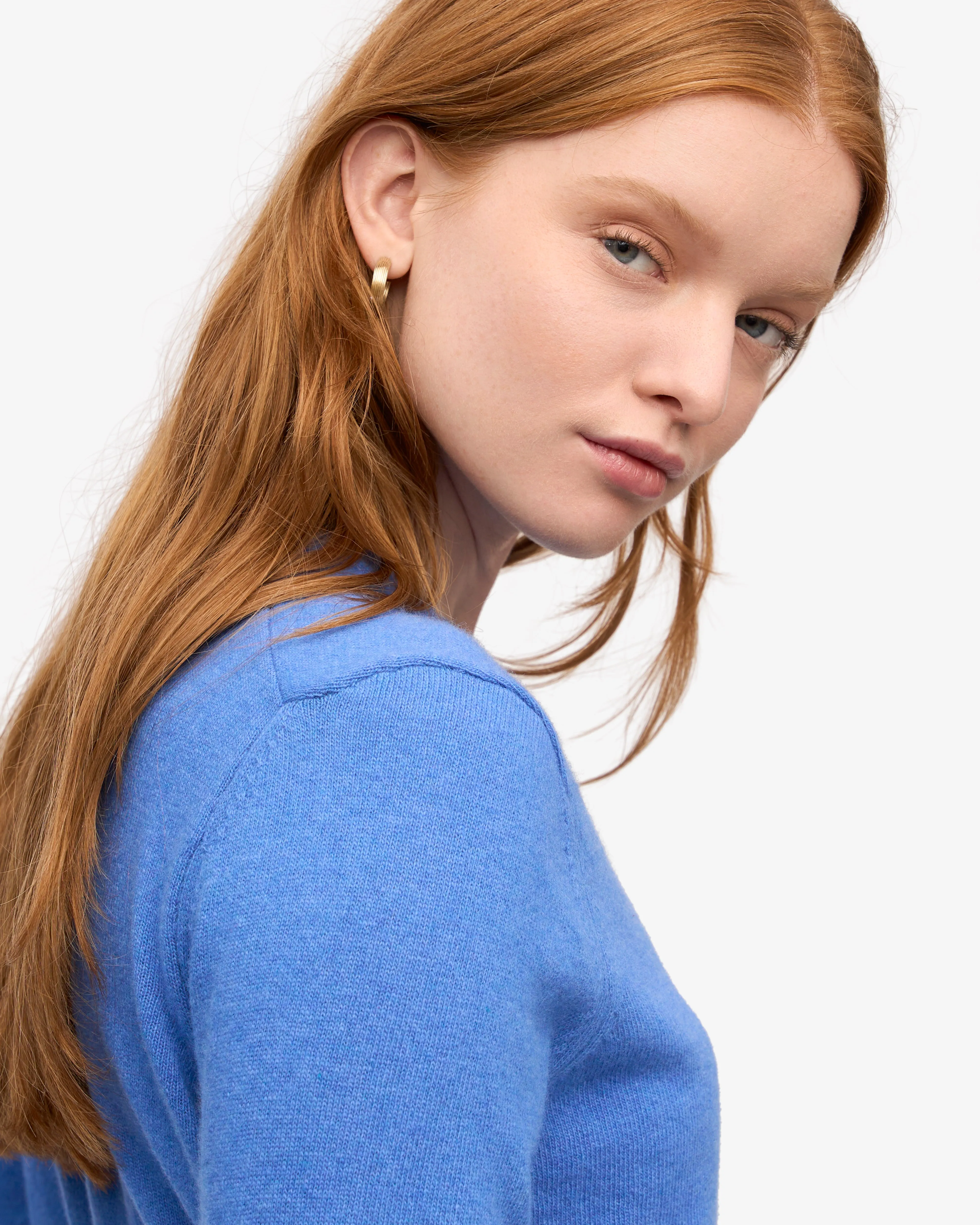 Women Light Merino Wool Crew - Pacific Blue