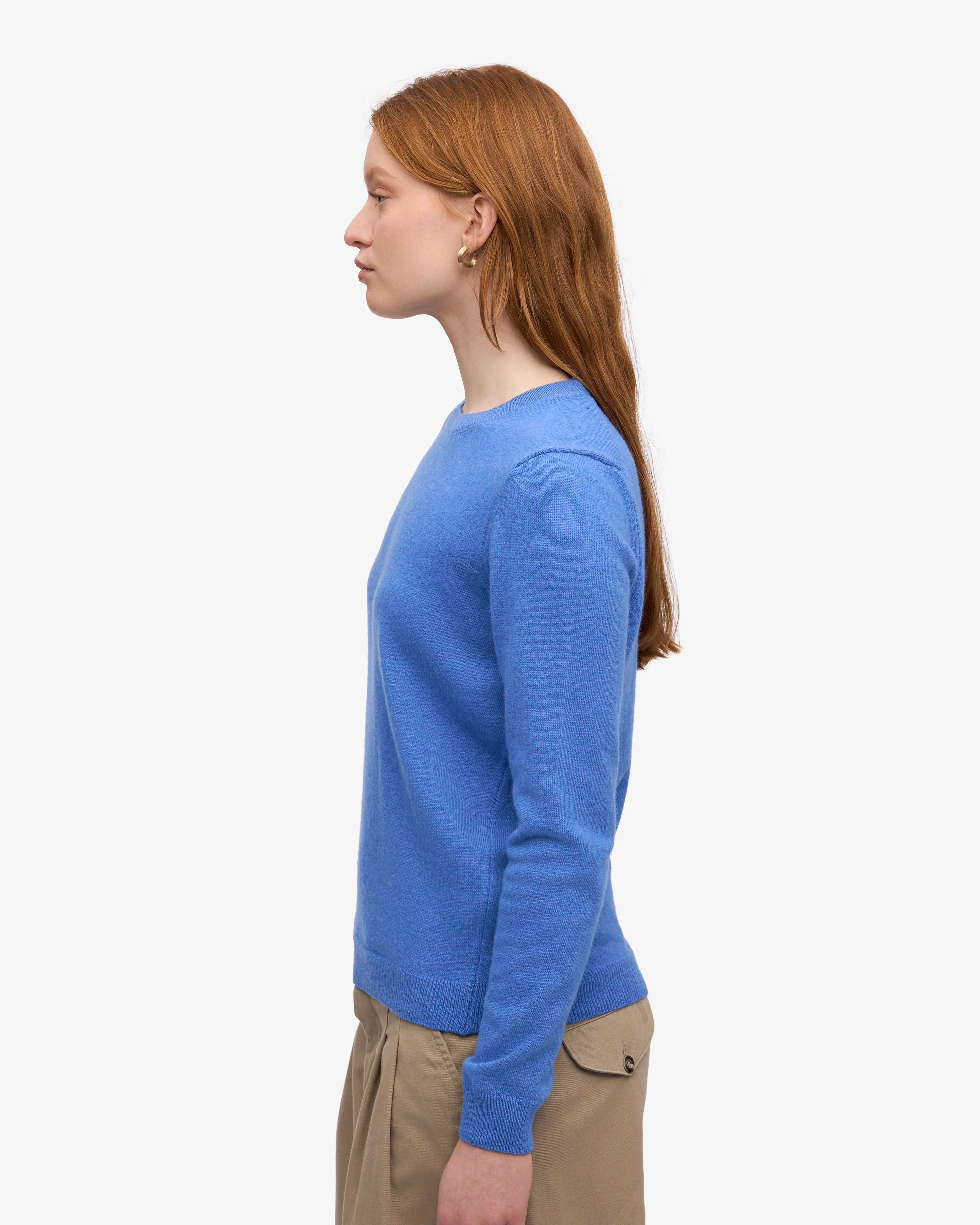 Women Light Merino Wool Crew - Pacific Blue
