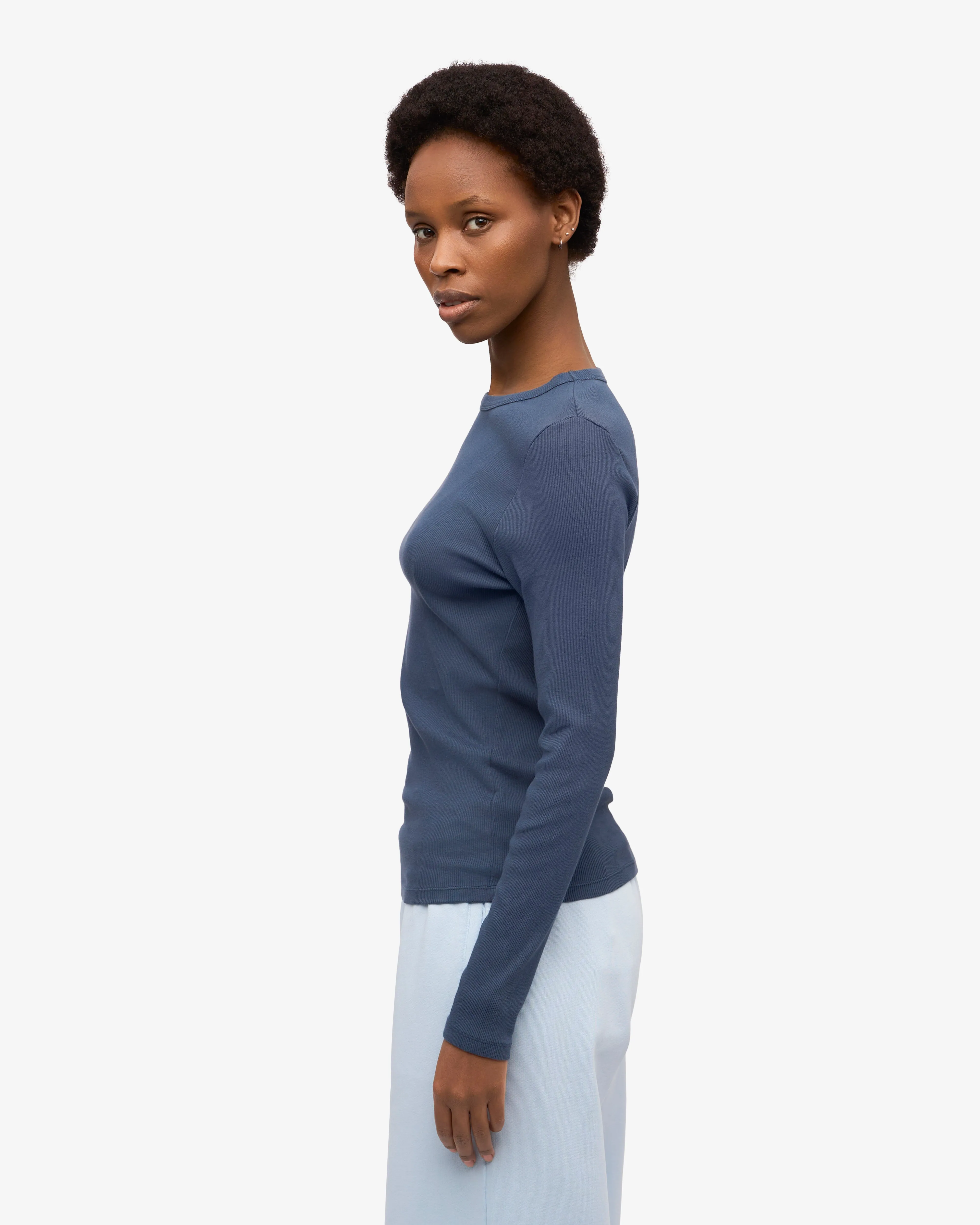 Women Organic Rib LS T-Shirt - Cherry Blossom