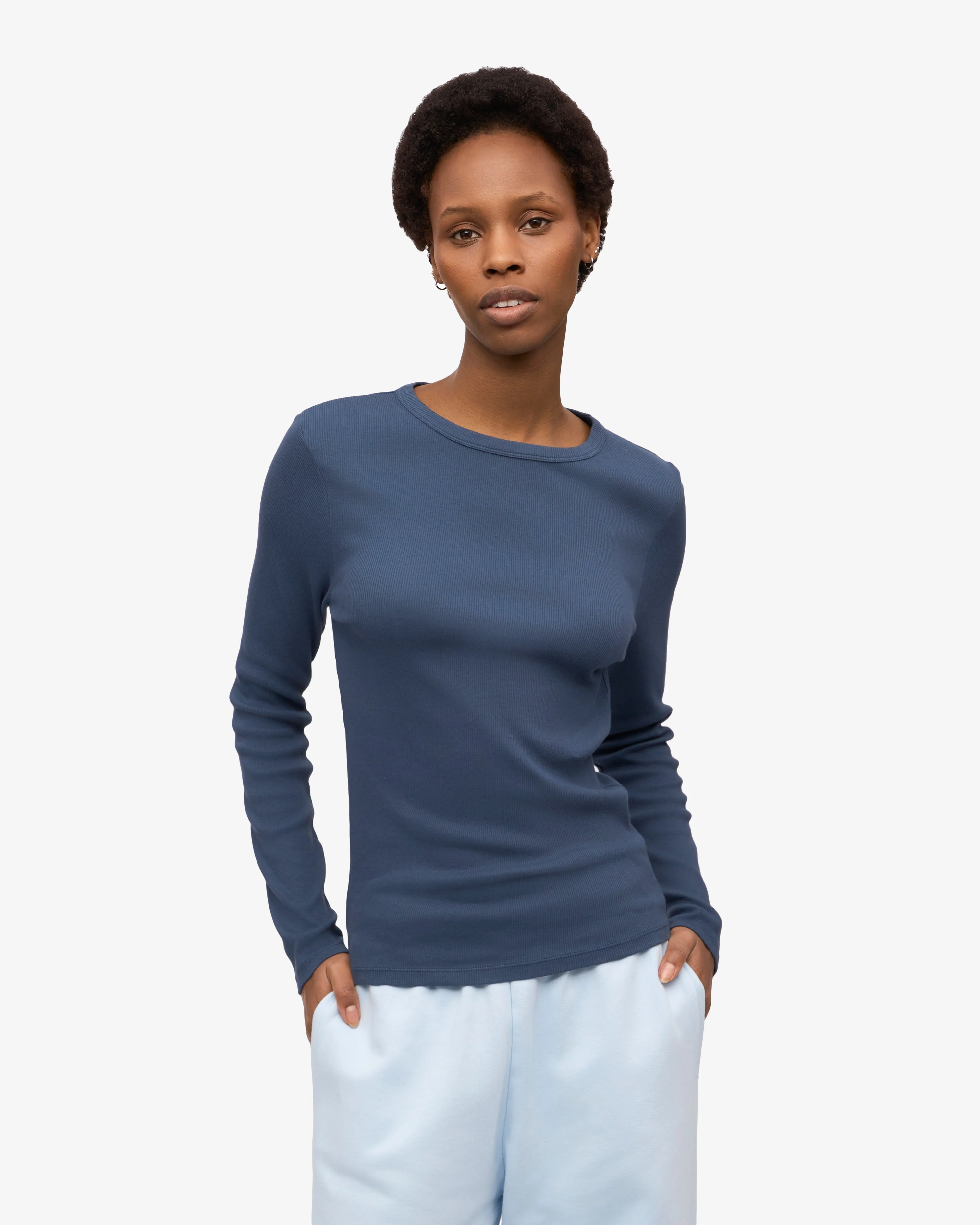 Women Organic Rib LS T-Shirt - Cherry Blossom