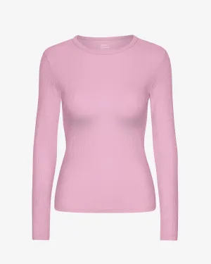 Women Organic Rib LS T-Shirt - Cherry Blossom