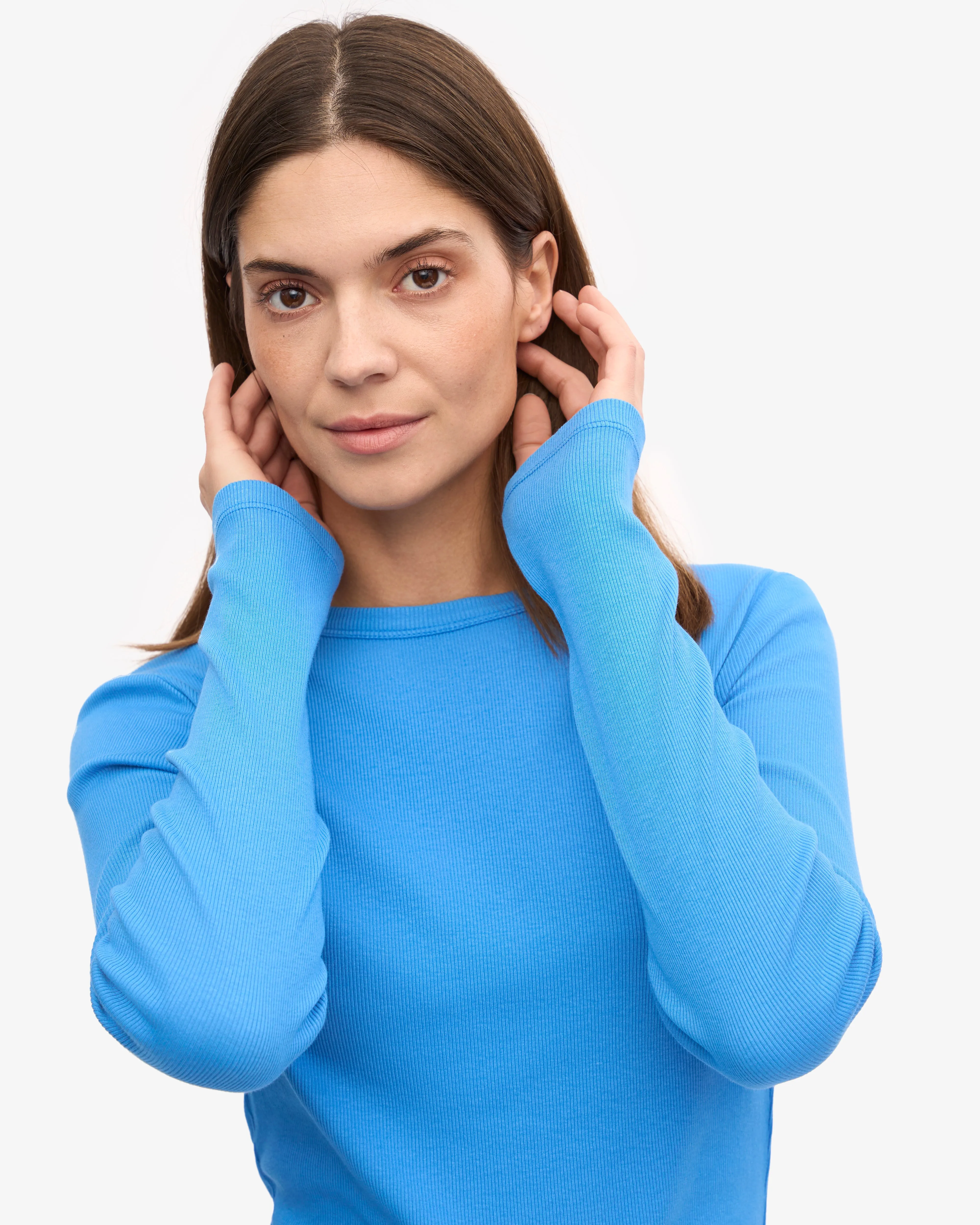 Women Organic Rib LS T-Shirt - Pacific Blue
