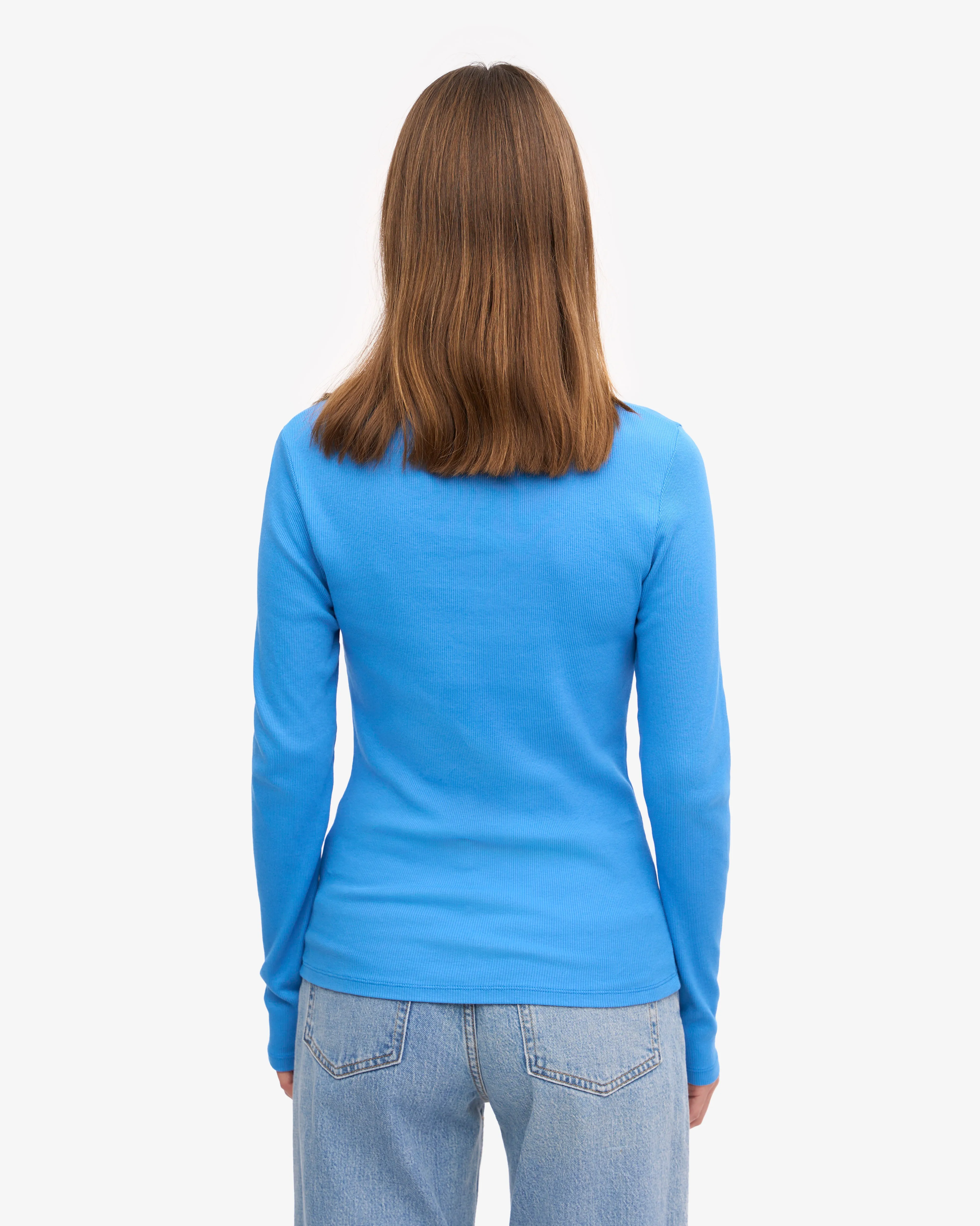 Women Organic Rib LS T-Shirt - Pacific Blue