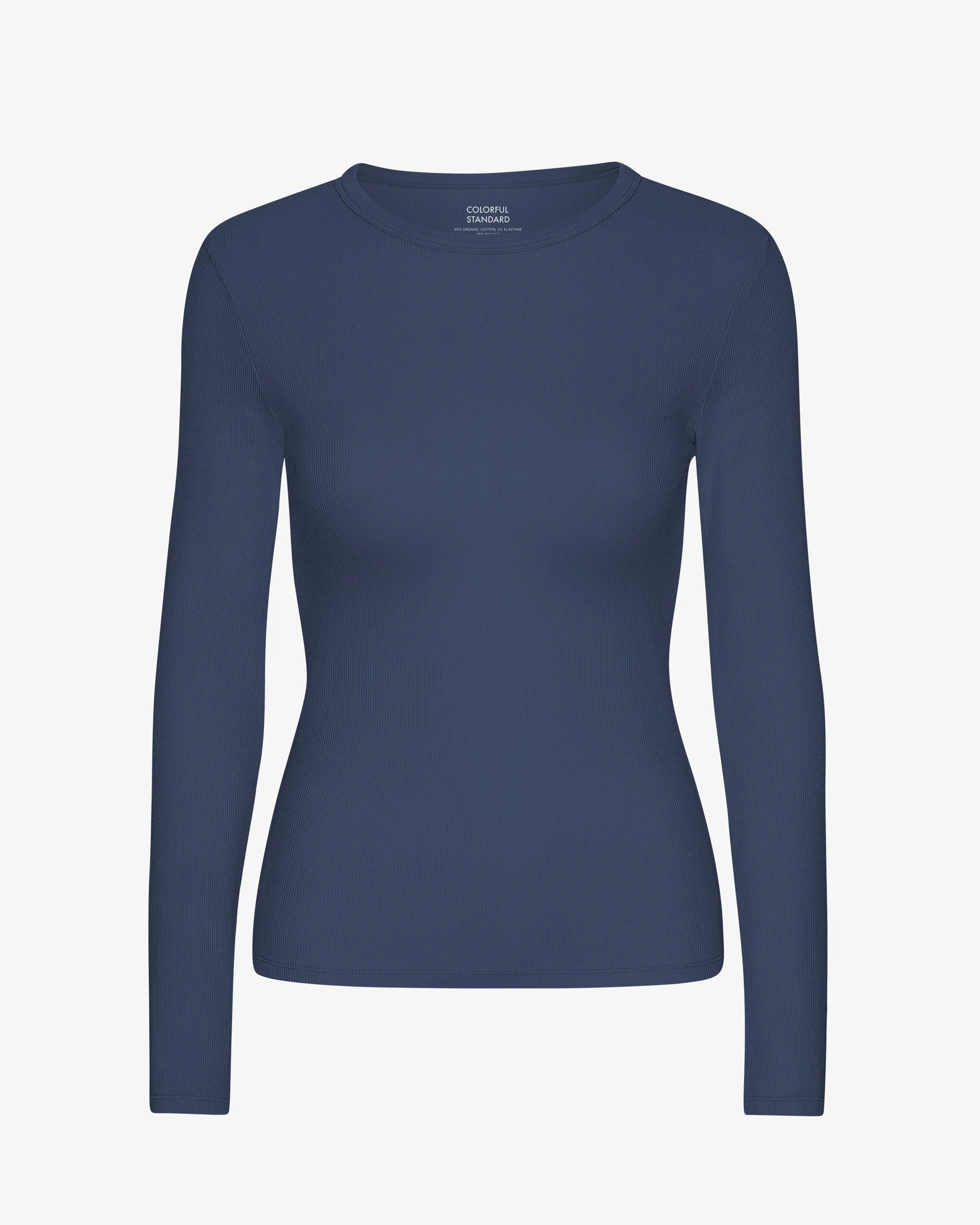 Women Organic Rib LS T-Shirt - Petrol Blue