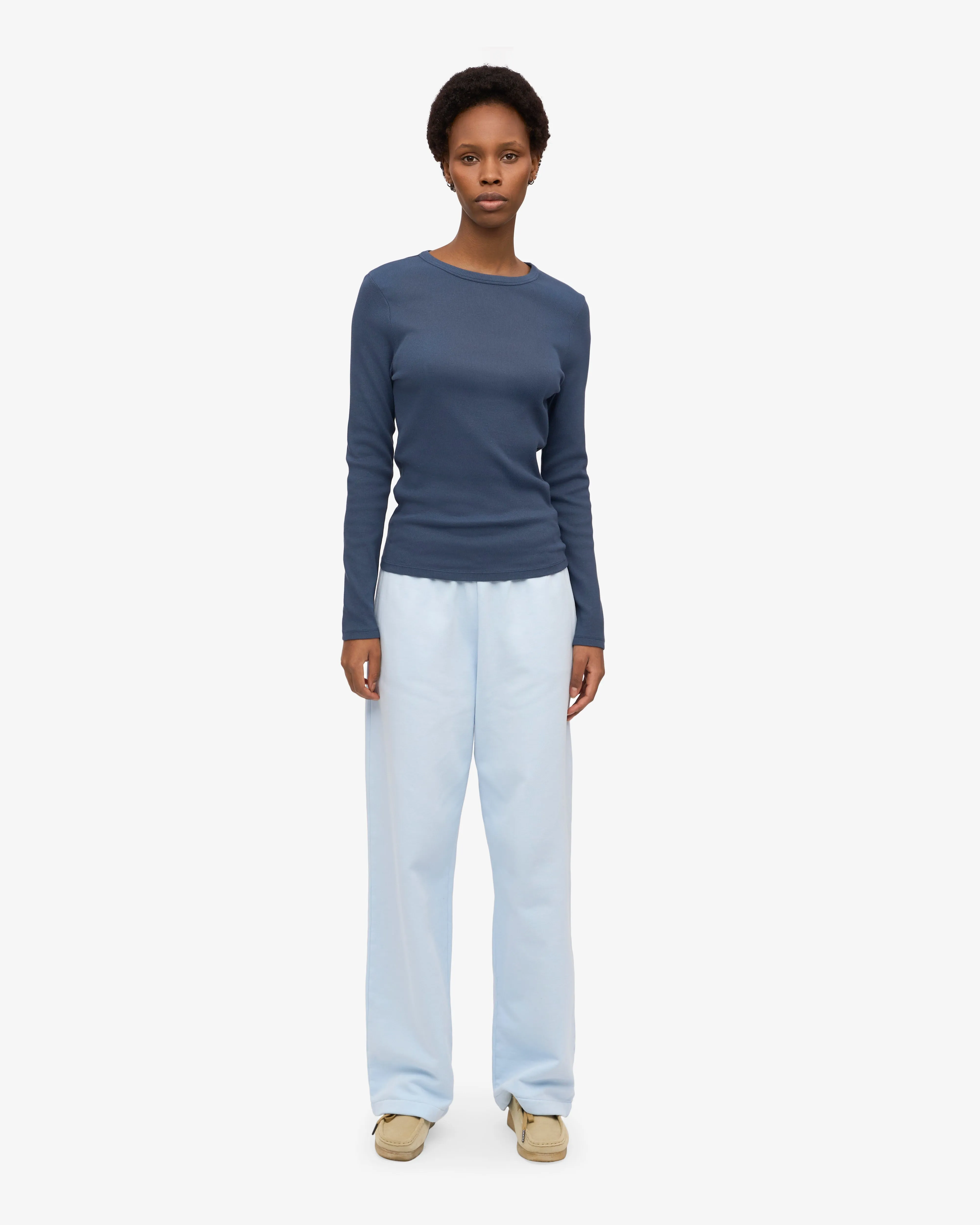 Women Organic Rib LS T-Shirt - Petrol Blue