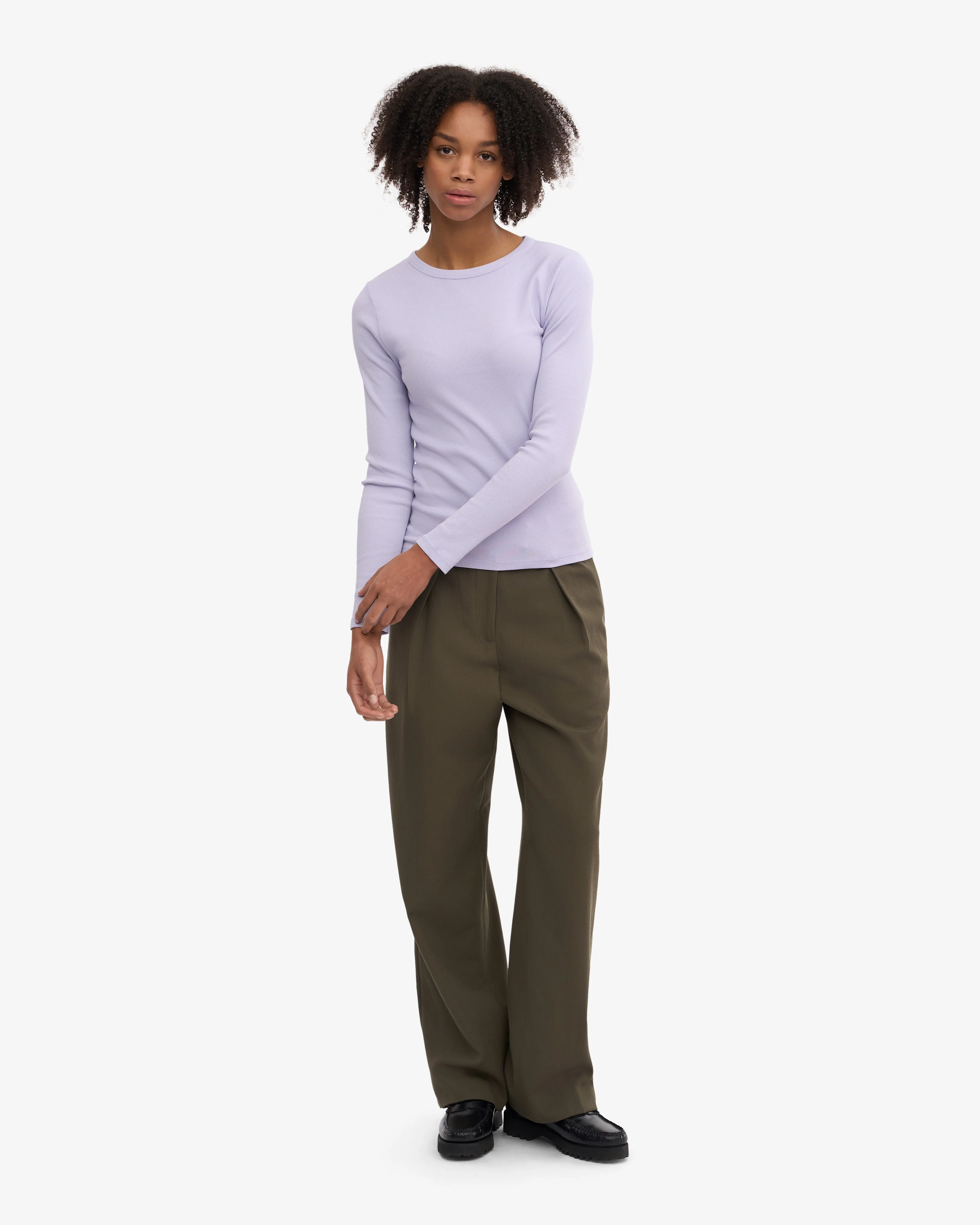 Women Organic Rib LS T-Shirt - Soft Lavender