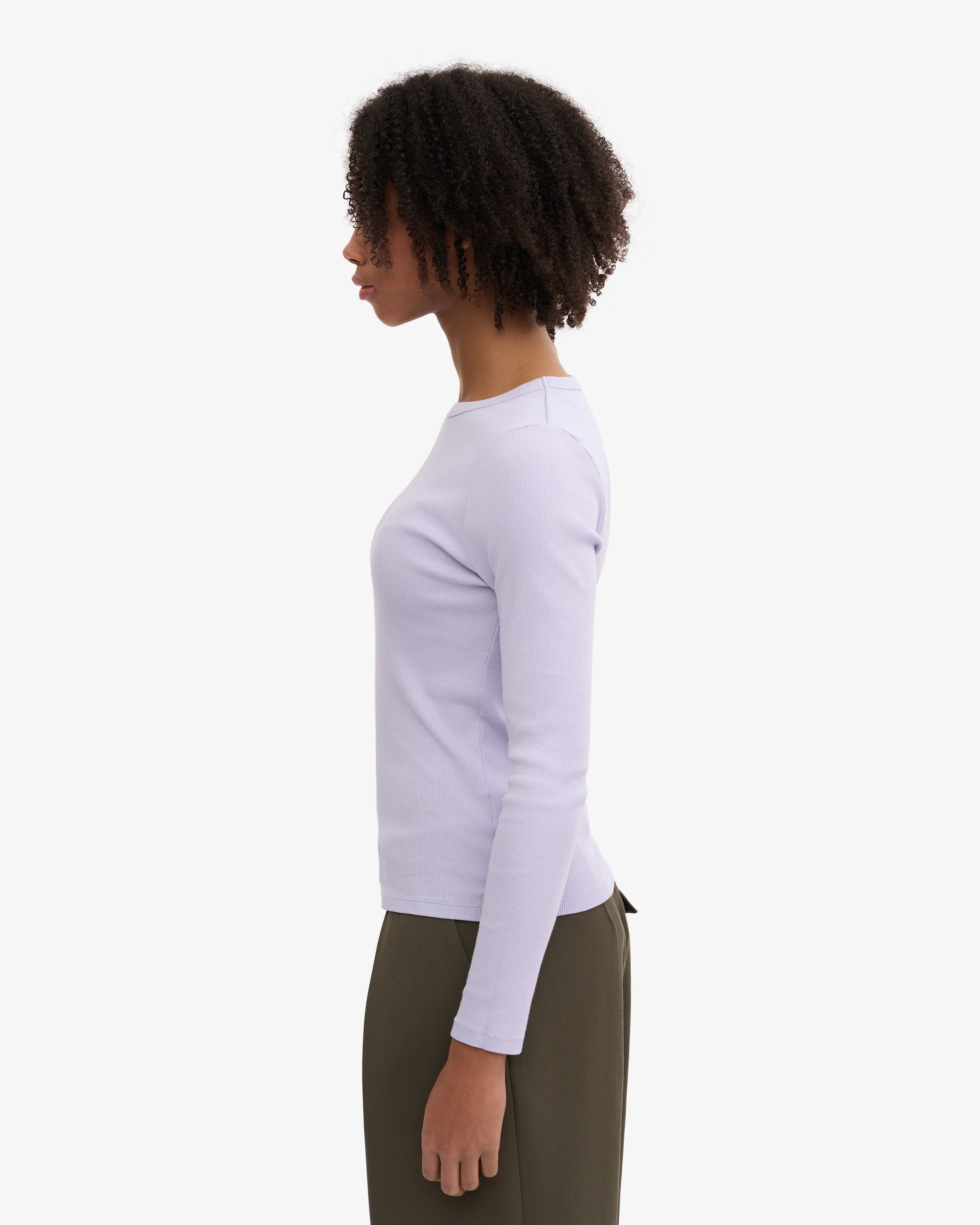 Women Organic Rib LS T-Shirt - Soft Lavender