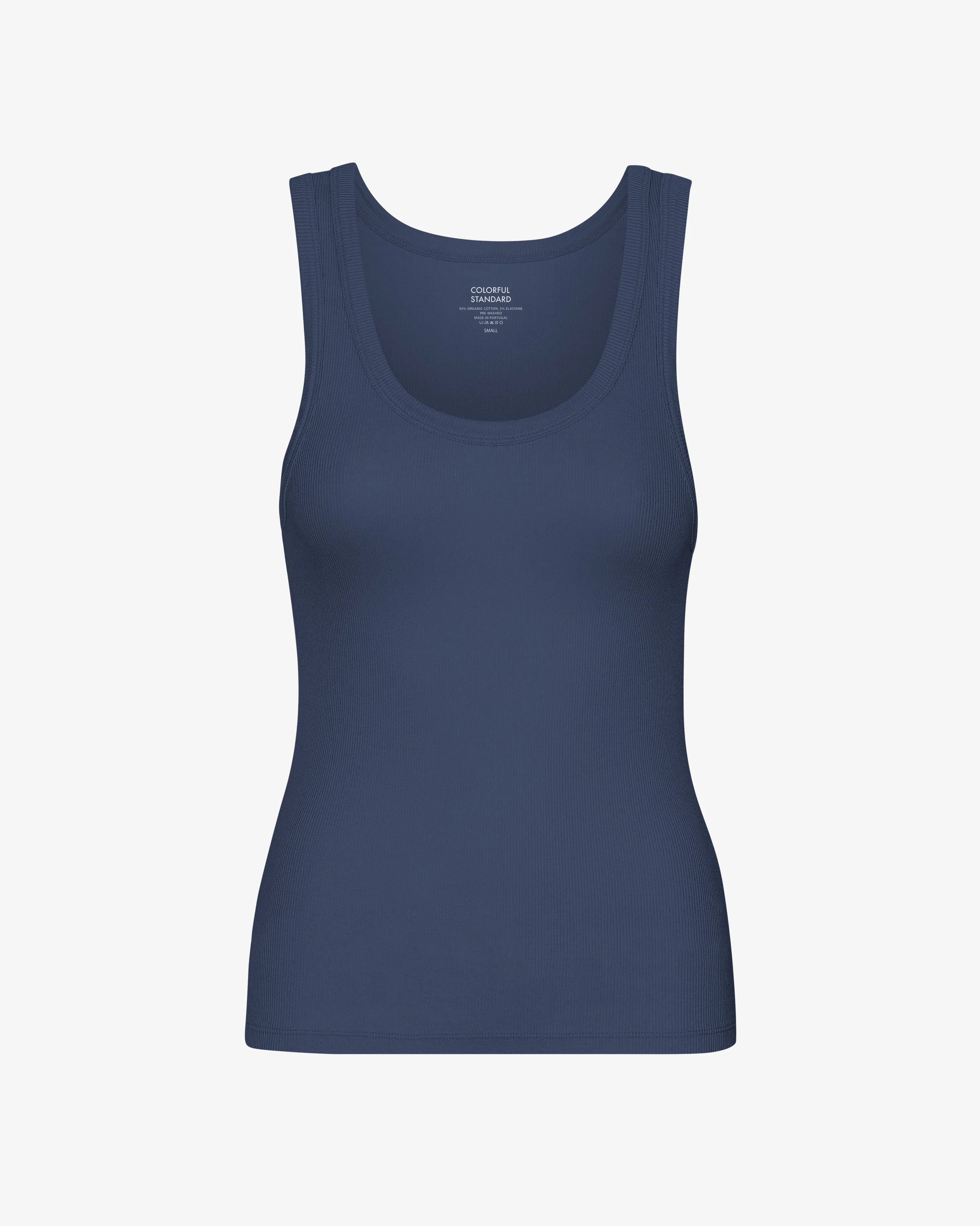 Women Organic Rib Tank Top - Petrol Blue