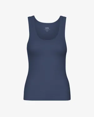 Women Organic Rib Tank Top - Petrol Blue