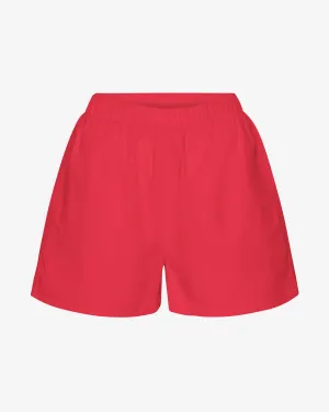 Women Organic Twill Shorts - Red Tangerine
